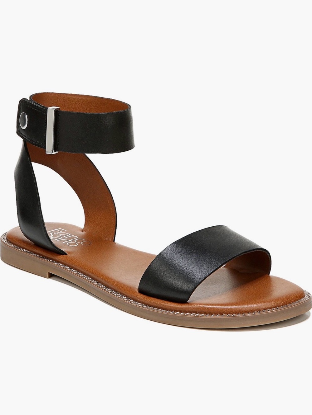 Franco Sarto Kimbra Open Toe Sandal Black Leather Size 7.5